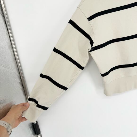 Lululemon Perfectly Oversized Cropped Crew Sweatshirt in Stripe 0/XS Cream/Black - Picture 8 of 11
